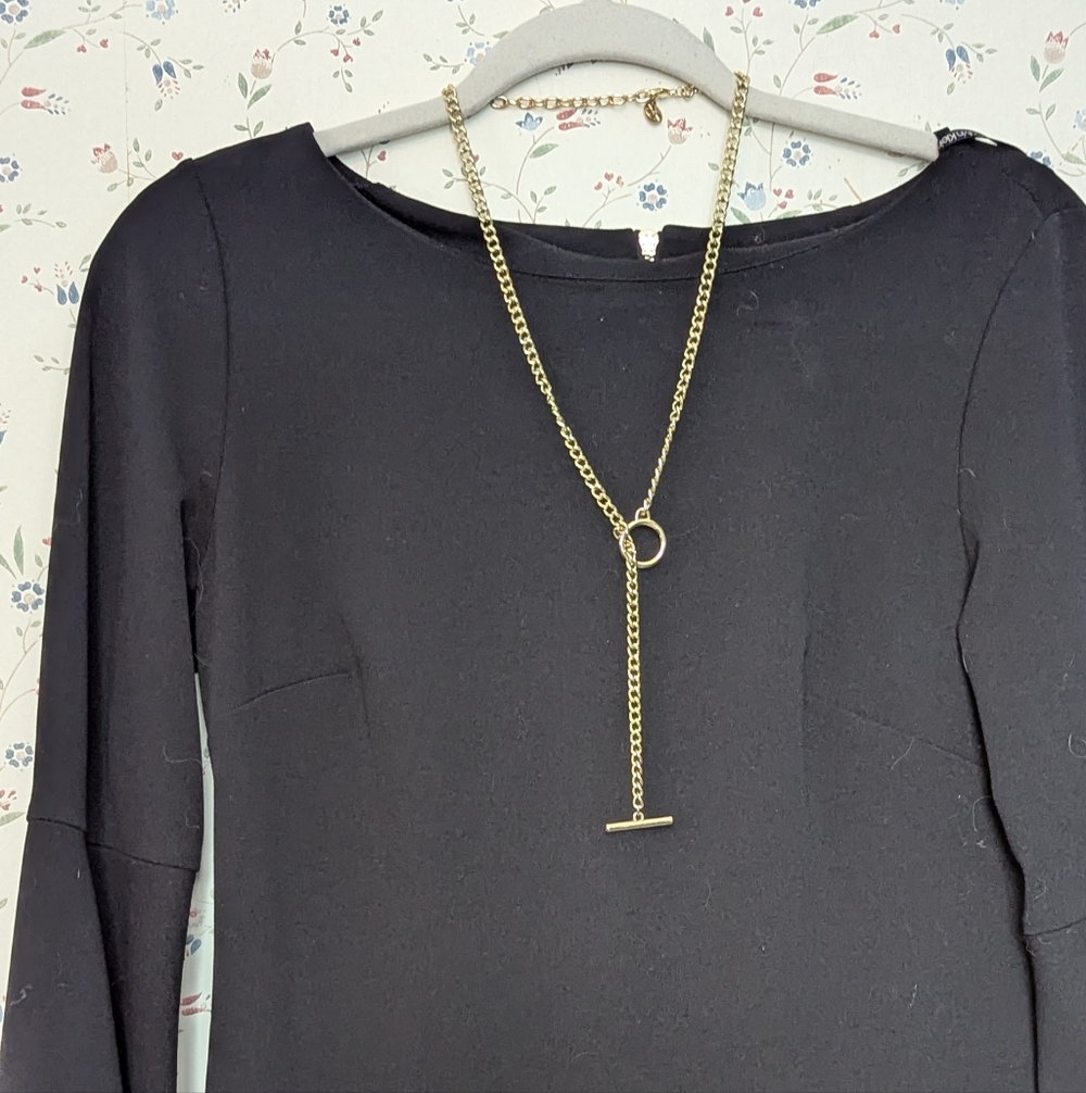 Graziano Necklace Goldtone Chain Toggle Clasp Brutalist Metal Statement